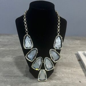 Kendra Scott Silver Necklace with Clear and pearl Gemstones